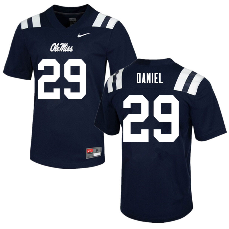 Men #29 Lakevias Daniel Ole Miss Rebels College Football Jerseys Sale-Navy